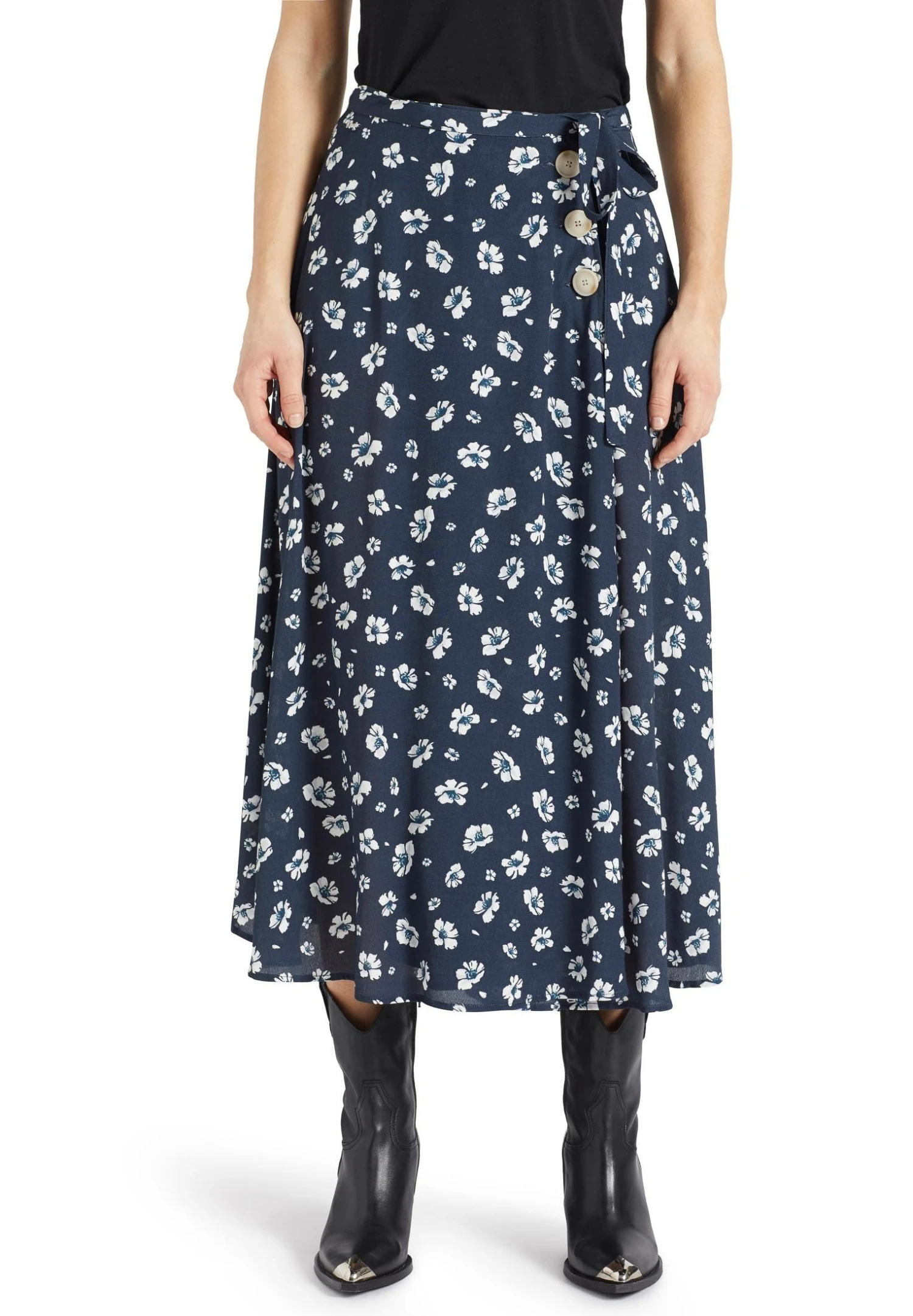 Khujo Hepke - A-Lijn Rok - Blau-Weiß Geblümt 6 Khujo Hepke - A-Lijn Rok - Blau-Weiß Geblümt - Afbeelding 6