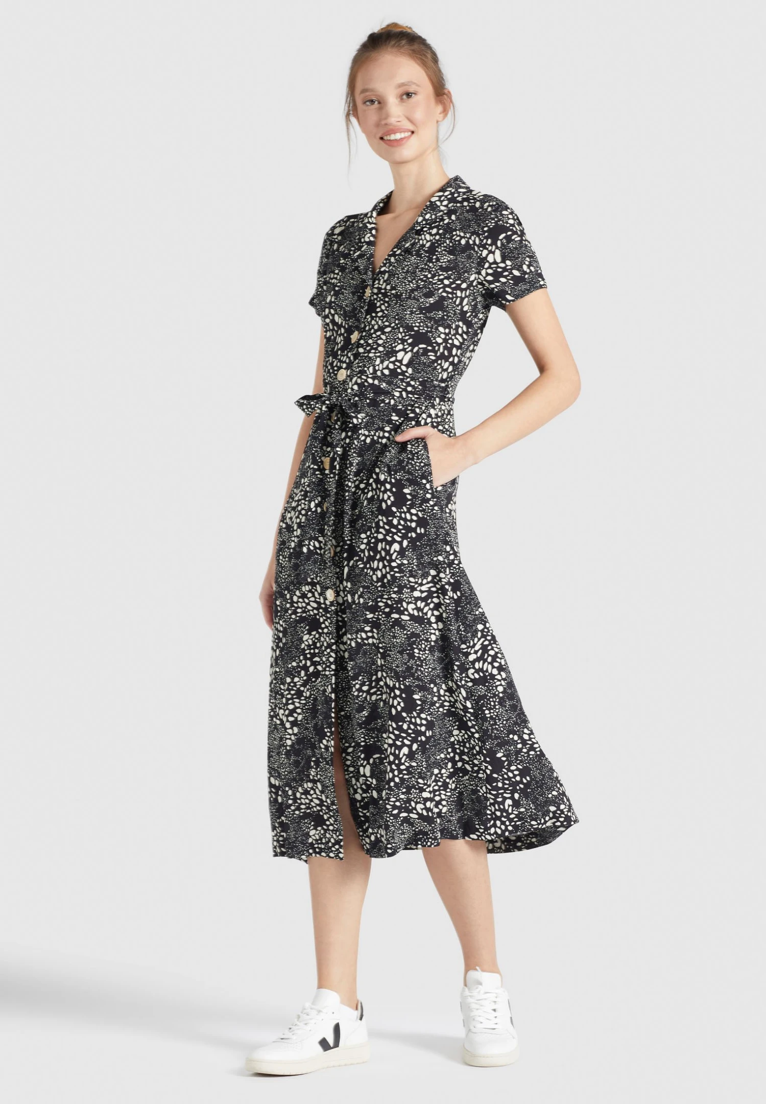 Khujo Goya - Blousejurk - Schwarz Weiß Gemustert 4 Khujo Goya - Blousejurk - Schwarz Weiß Gemustert - Afbeelding 4