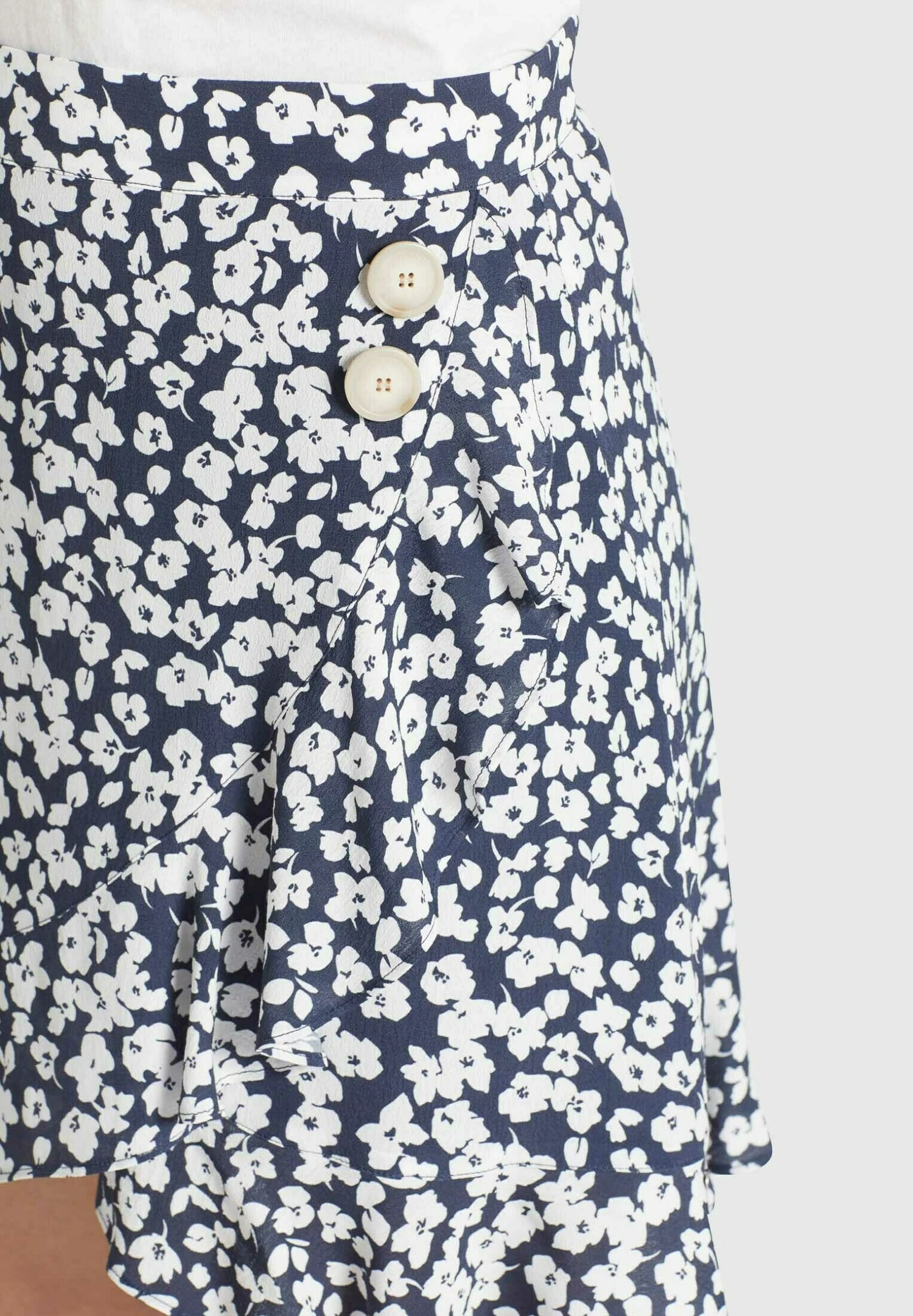 Khujo Undine - A-Lijn Rok - Dunkelblau-Weiß Geblümt 4 Khujo Undine - A-Lijn Rok - Dunkelblau-Weiß Geblümt - Afbeelding 4