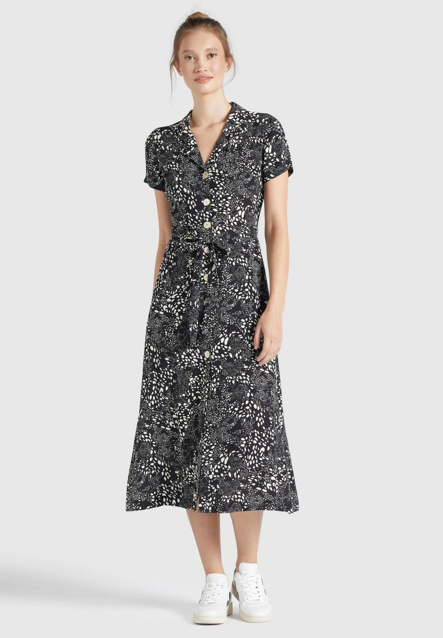 Khujo Goya - Blousejurk - Schwarz Weiß Gemustert 2 Khujo Goya - Blousejurk - Schwarz Weiß Gemustert - Afbeelding 2